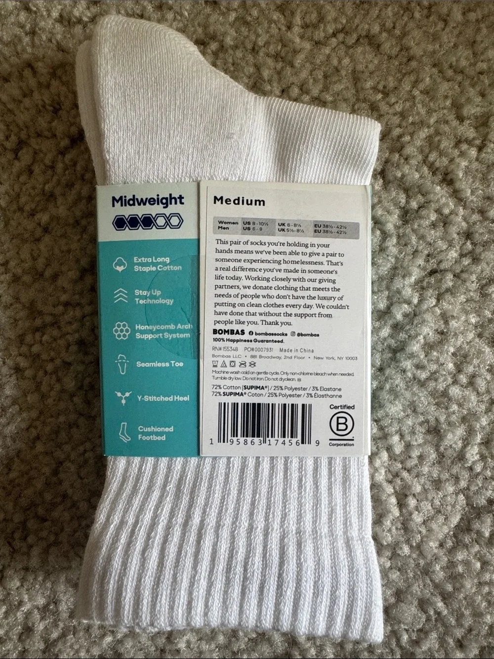 Bombas White Ankle Socks - Comfort Cushioned Pair